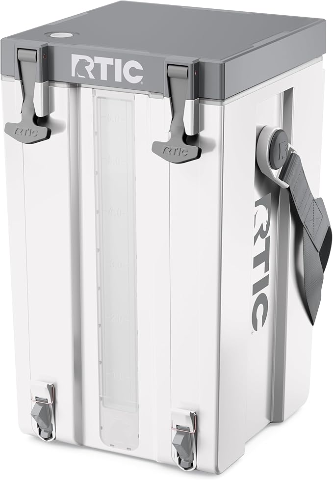 RTIC Halftime Water Cooler Portable Carrier Container, Drink Beverage Dispenser, Stackable with 2 Taps, Bottleless, BPA-Free, for Sports, Camping, BBQ, Parties, Picnic, & More, White