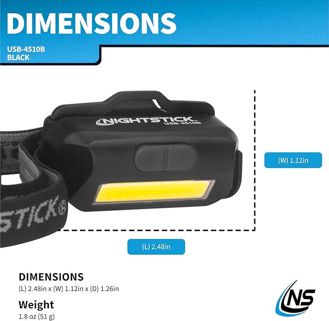 Nightstick USB-4510B Multi-Flood USB Headlamp w/Brim Clip & Black Strap - LiPo - Black