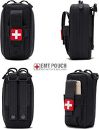 Tactical MOLLE Medical Pouch, Rip-Away EMT First Aid Pouch IFAK Trauma Kit Everyday Carry Survival Bag Include Cross Patch