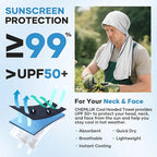 Cooling Hoodie Towel: Cooling Towels for Neck and Face Sun Protection Instant Cool for Hot Weather Hiking Camping Running Golf Gardening Fishing Music Festivals Theme Parks Beach - White