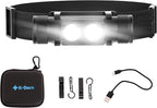 K-Bern Rechargeable Headlamp. 1200 Lumen, Super Bright Head Lights for Forehead. Waterproof, Lightweight Aluminum, 2600mAh Battery, Perfect for Dog Walking, Camping, Hiking & Hard Hats