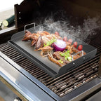 Griddle for Gas Grill, 17" x13” Universal Griddle Flat Top Plate with Removable Handles for Charcoal/Gas Stove, Nonstick Coating Cooking Griddle Plate Insert for Camping, Tailgating, Parties