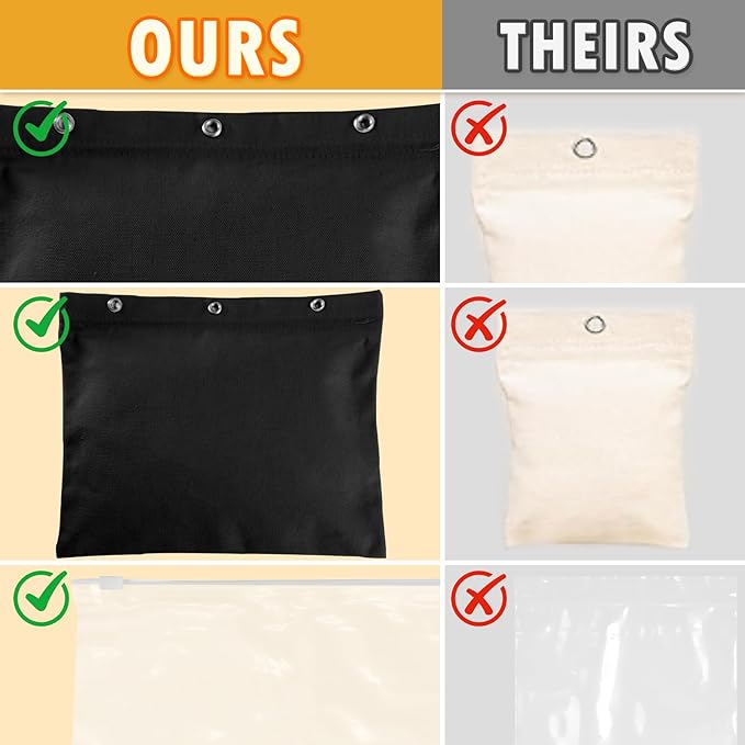 10 Set Outdoor Curtain Weights Upgraded 30 oz High Weighted Sand Bags with 30 Metal Clips for Gazebo Patio Tent Tablecloth 7.5"*8.7"