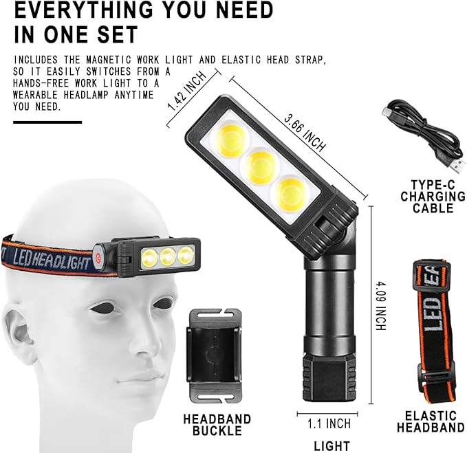 Grill Lights Men Gift Ideas - Magnetic Flashlight BBQ & Smoker Outdoor Kitchen Accessories, Birthday Valentine Fathers Day Stocking Stuffer, Portable Work Headlamp for Camping Repair Barbecue (1-Pack)