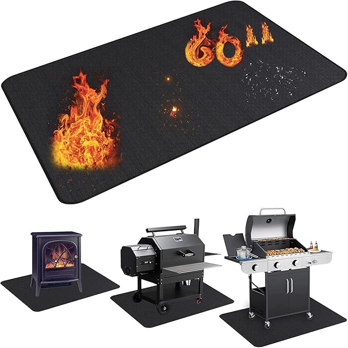 UBeesize Thickened 60x36 inch Under Grill Mat for Outdoor Grill, Fireproof Mat for Lawn, Smokers, Gas Grills, Deck and Patio, Fireplace Mat Fire Pit Mat,Oil-Proof Waterproof Non-Slip BBQ Protector