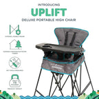 Baby Delight Go with Me Uplift Deluxe Portable High Chair, Indoor and Outdoor,Slate Grey