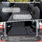 Car Air Mattress, Inflatable SUV Truck Camping Mattress for Back Seat, Thickened Travel Car Bed Sleeping Pad with 2 Round air-Filled Bolster,Air Pump and 2 Pillows (Black)