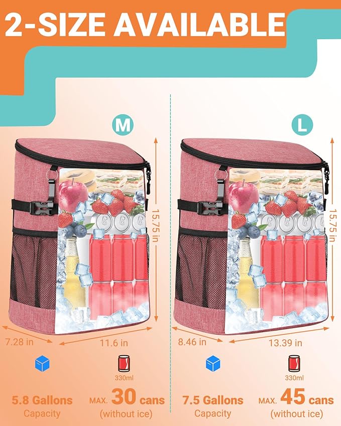 Soft Cooler Backpack 30 Cans/45 Cans, Backpack Coolers Insulated Leak Proof Thermal Lunch Backpack for Men Work Small Cooler Bag Beach Travel Picnic Drink Beverage Beer