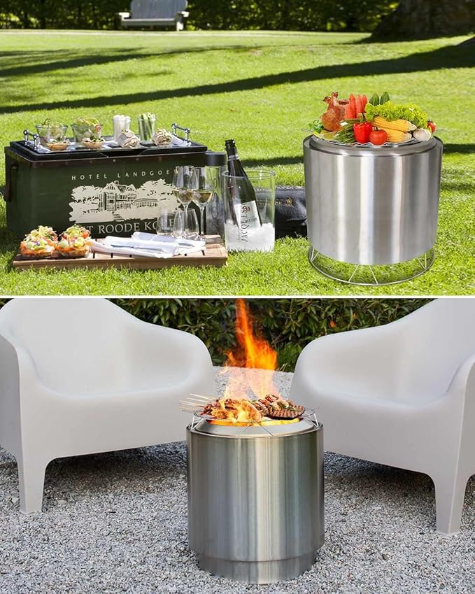 Fire Pit Accessory Kit Fit for Solo Stove Bonfire 19.5'' Fire Pit, Stainless Steel Fire Pit Stand and Grill Cooking Grate with Handle, Round Cooking Grill Grate for Outdoor BBQ Campfire Picnic Party