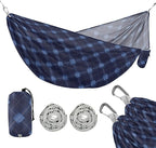 Dark Blue Checks Camping Hammock Indoor Hammock for Camping Travel Accessories