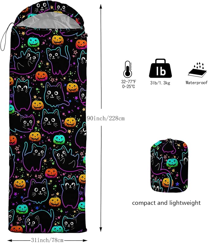 HOSIMA Dear Hunting Pattern Cold Weather Sleeping Bags for Kids Adults,Black Light Weight Waterproof Sleeping Bags for Outdoors Hiking.