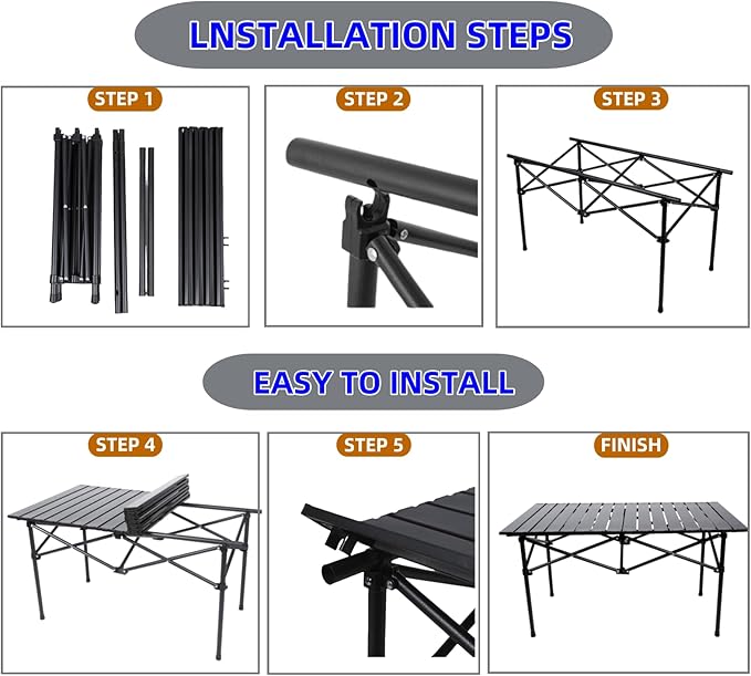 Camping Table，Portable Folding Table,with Carry Bag，Suitable for Indoor, Outdoor, Camping, Backyard, Party, Patio, The Black Camping Table at The Beach