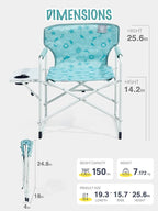 EVER ADVANCED Kids Directors Chair with Side table for Camping, RV & Sports, Padded Kid Outdoor Seat with Safety Lock, Lightweight Portable Camp Chairs for Beach, Balcony, Patio, Supports 150lbs Green