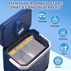 35 QT (33 L) Electric Cooler & Warmer, Portable Car Refrigerator With Automatic Locking Handle, 12V Car Cooler for Vehicle & Trucks, 110V AC Home Power Cord, Plug In Coolers,Blue