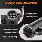 Torch Lighter, Refillable Windproof Adjustable Quad Jet Flame Butane Lighter for Candle Grill BBQ Camping Fireworks, 2 Pack (No Fuel Included)