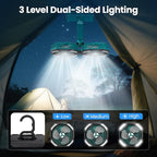 Dual Head Portable Rechargeable Fan 20000mAh Battery Powered Fan Camping Cordless with 360° Air Delivery, LED Lantern & Remote, Auto Oscillation, Battery Operated for Tent Office Travel Picnic Jobsite