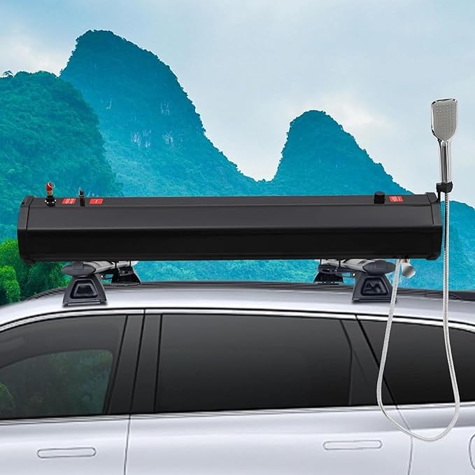 Multi-Function Solar Shower Tank Outdoor - Roof Rack/Vehicle Mountable Portable Water Reservoir for Camping, Overland Expeditions, Car Washing & Outdoor Activities 30L