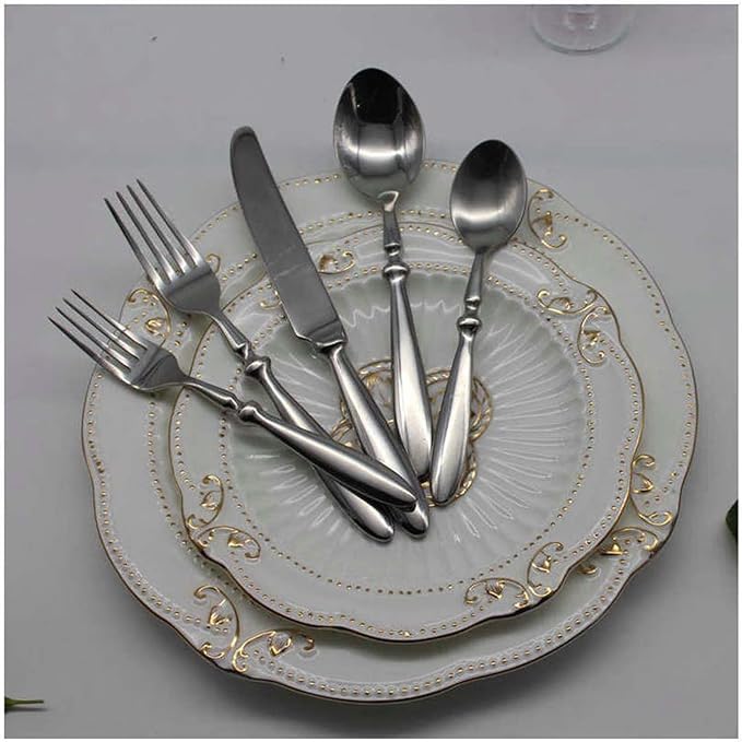 Portable 10-Piece Stainless Steel Flatware Set - Premium Cutlery for Steak & Salad - Durable Western Tableware - Ideal for Camping, Travel, and Home Use