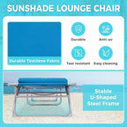 #WEJOY Folding Lounge Chair with Canopy Shade, Portable Adjustable 5-Position Patio Chaise Lounger with Pillow & Storage Pocket for Lay Flat Outdoor Lawn Backyard Beach Camping Pool Tanning (Blue)