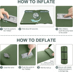 Elegear CumbreX™ Self Inflating Sleeping Pad, Built-in Electric Pump 3.15" Ultra-Thick Memory Foam Camping Mattress with Pillow Sleeping Pad for Camping R-Value 9.5 Foam Camping Pad Army Green Single