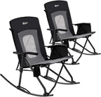 PORTAL Oversized Folding Rocking Camping Chair Portable Outdoor Rocker with High Back Hard Armrests Carry Bag, Supports 400 lbs