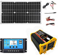 6000W Solar System Kit - 12V to 110V/220V Inverter, 18W Dual USB Solar Panel & 30A Charge Controller, Ideal for RV Camping, Off-Grid Power Supply, Outdoor Travel (Black)