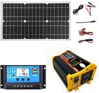 6000W Solar System Kit - 12V to 110V/220V Modified Sine Wave Inverter, 18W Dual USB Solar Panel, 30A Charge Controller for RV, Camping, Off-Grid, Outdoor Power Supply (Black)