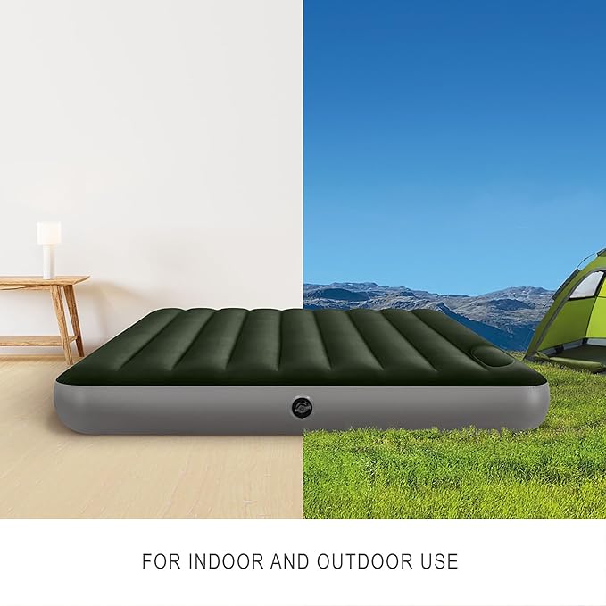 Intex 64763E Dura-Beam Standard Downy Air Mattress: Fiber-Tech Queen Size Built-in Foot Pump 10in Bed Height 600lb Weight Capacity (Pack of 3)