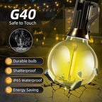 Solar Lights Outdoor Waterproof: G40 45M 150FT Shatterproof Bulbs Patio Lights - Solar Powered 3 Light Modes Solar Light - Camping Backyard Garden Deck Outside Yard