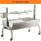 50W Rotisserie Grill Roaster 51 Inch BBQ Outdoor Small Pig Lamb Rotisserie Roaster 132LBS/60KG Stainless Steel Charcoal Spit Rotisserie Roaster Grill Great for Camping Outdoor Barbecue