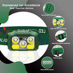 Headlamp Rechargeable LED, 800 Lumens with Red & White Light, 8 Modes, Motion Sensor, USB-C Charging, IPX4 Waterproof (1, Green)