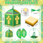 Simgoing 12 Sets Palm Sunday Crafts with LED Candles Easter Religious Palm Leaf Cross Tissue Paper Lanterns Craft Kits Sunday School Religious Holy Week Hanging for Easter Party Activities