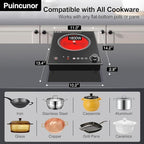 1800W Portable Electric Cooktop – Features touch & knob controls with 10 heat levels, child lock, and timer. 110V for home, camping, and apartments.