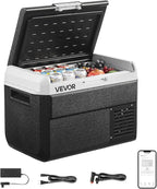 VEVOR 12 Volt Car Refrigerator, 26.4QT/25L Car Fridge, Portable Electric Cooler with -4℉~68℉ Adjustable Temperature, 12/24V DC and 100-240V AC Compressor Freezer for Outdoor, Camping, Travel, RV