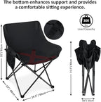 Leonyo 2 Pcs Portable Camping Chairs for Adults, Oversized Lawn Chair with Folding Camping Table for Outdoor Sports, Fishing, Rv Travel, Beach, Picnic – Black
