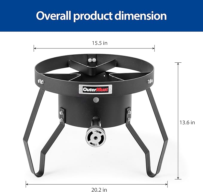 85000 BTU Camping Stove for Cast Iron Dutch Oven,Single Propane Burner with 10 PSI Regulator & Cast Iron Braided Holes, Heavy Duty Round Gas Stove for Outdoor Cooking & Camping