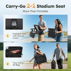 LET'S CAMP Folding Stadium Seat Bleacher Chair with Cup Holder, Mesh Bag and Hide Hooks, Portable Stadium Chair with Back and Cushion