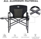 TIMBER RIDGE Lightweight Oversized Camping Chair, Aluminum Directors Chair with Side Table for Outdoor Camping, Lawn, Picnic and Fishing, Supports 400lbs, Black 2PCS
