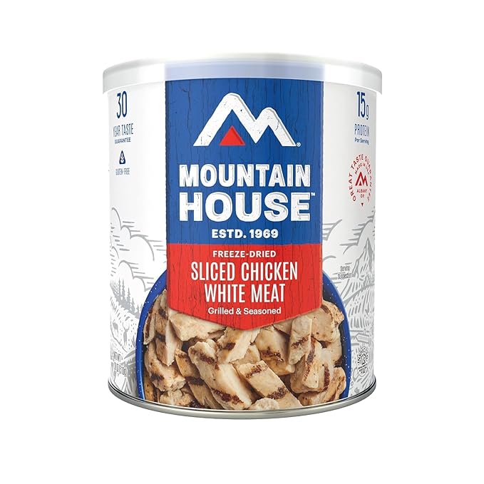 Mountain House Freeze-Dried Grilled Sliced Chicken White Meat #10 Can – 144 Total Servings (6 Cans, 24 Servings Each) – Fully Cooked, Ready-to-Eat Emergency Survival Canned Food – High Protein Long-Term Storage Meal for Camping, Hiking, Backpacking & H...
