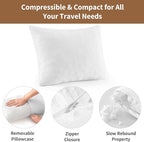 Small Shredded Memory Foam Pillow, Camping Pillow Travel Pillow - Compressible Medium Firm, Breathable Cover, Ideal Backpacking Hiking, Airplane and Car (Off-White, L)