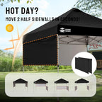CROWN SHADES 10x10 Pop up Canopy Tent Instant Canopy with 150D Silver Coated Fabric Including 2 Half Sidewalls, 4 Ropes, 8 Stakes, 4 Weight Bags, STO 'N Go Bag, Black