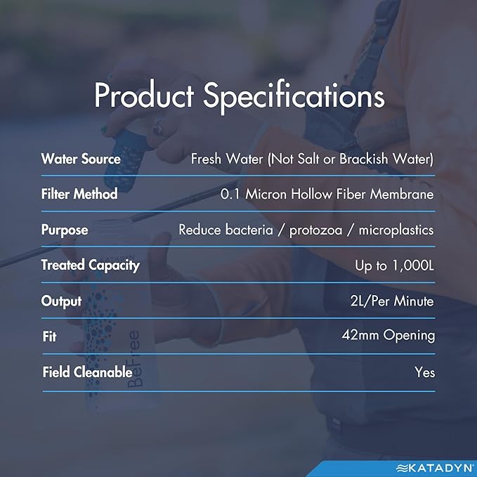 EZ-Clean Membrane Filter Cartridge for Katadyn Be Free Water Filters For Endurance Sports, Camping and Backpacking (8019641)