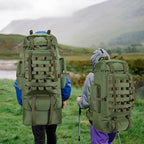 70L/100L Camping Hiking Backpack with Rain Cover, Expandable Large Military Tactical Backpack, Waterproof Molle Racksack Travel Backpacking Daypack for Climbing Trekking (Green)