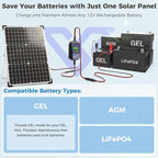 Voltset Solar Panel Kit 30W 12V with MPPT Controller, Solar Battery Trickle Charger Maintainer, Waterproof Solar Panel with Adjustable Mount Bracket for Boat RV Motorcycle Marine