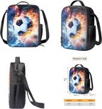 Soccer Backpack with Lunch Box Lightning Bookbag Fashion Lightweight Bookbag for Boys 8-12 with Lunch Box 4 Piece School Bag for Boys 10-12 Outdoor Camping Travel Daypack