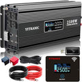 2500W Pure Sine Wave Inverter 12V DC to 120V AC, with164ft Wireless Remote & Dual USB/Type-C Fast Charging for RV, Home Emergency, Off-Grid Solar, Upgraded of 2000 watt Inverter