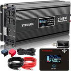 2500W Pure Sine Wave Inverter 12V DC to 120V AC, with164ft Wireless Remote & Dual USB/Type-C Fast Charging for RV, Home Emergency, Off-Grid Solar, Upgraded of 2000 watt Inverter