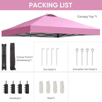 GDY 12x12 Pop Up Canopy Patio Carpas, One Push Set up with Central Lock Canopy with Wheeled Carry Bag, Included 4 Sandbaogs,8 Stakes and 4 Ropes, Pink