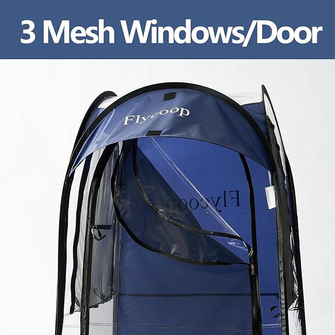 Sports Tent: Flycoop Portable Weather Pop Up Pod 1 Person to Provide Shelter from Wind Rain and Cold Weather Shelter for Outdoor Activities, Sports Events, Camping and Hiking