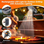 Grill Lights for Outdoor Grill with USB-C & Solor Rechargeable Battery,2-Level Brightness and 360° Rotatable Head, LED Grill Light for Griddle Accessories, LED Grilling Gifts or Camping Light